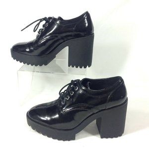 Zara Trafaluc Booties Chunky Heel Lace Up Goth 90s